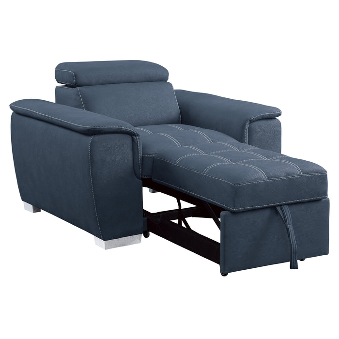 Ferriday Blue Chair with Pull-out Ottoman