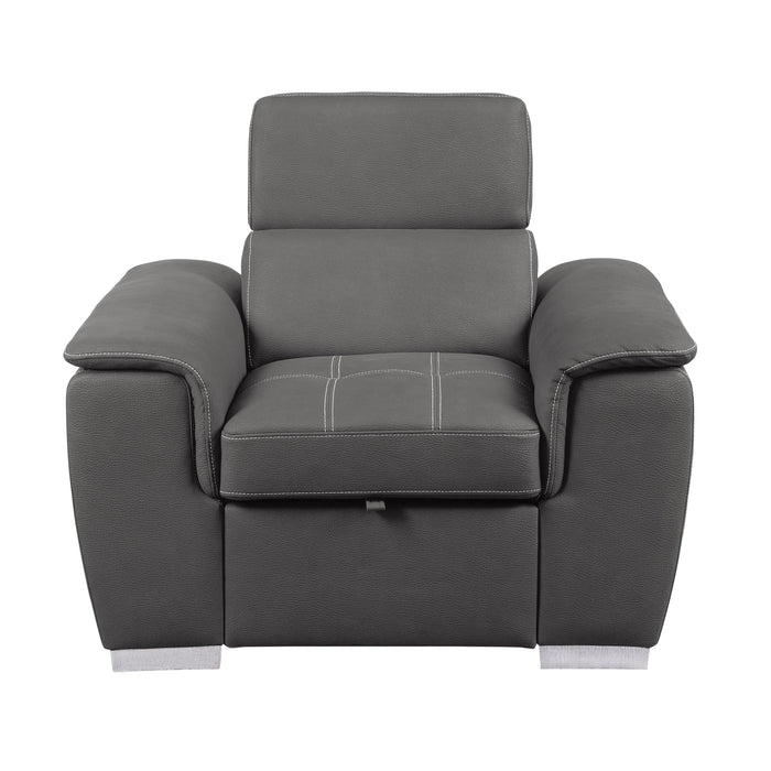 Ferriday Gray Chair with Pull-out Ottoman