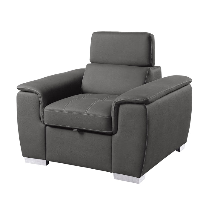 Ferriday Gray Chair with Pull-out Ottoman