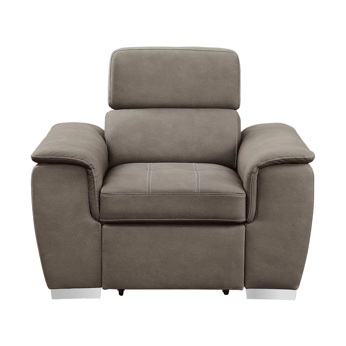 Ferriday Taupe Chair with Pull-out Ottoman