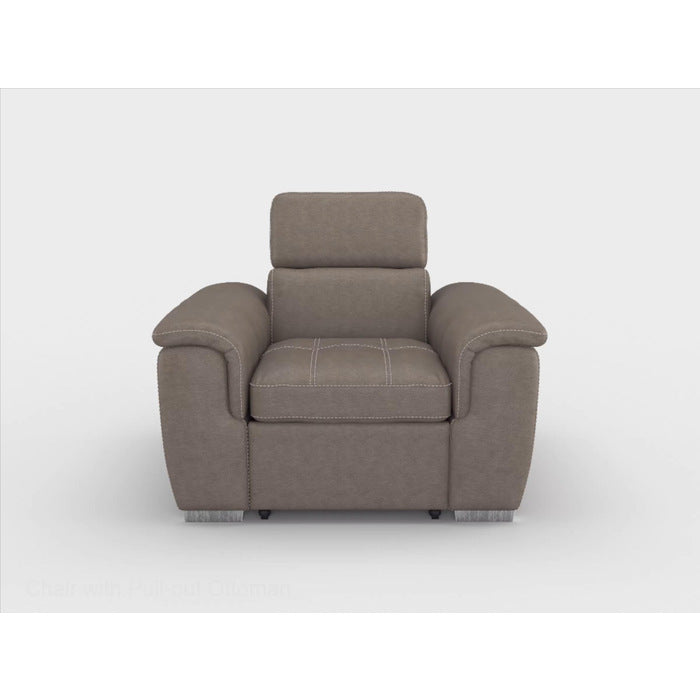 Ferriday Taupe Chair with Pull-out Ottoman