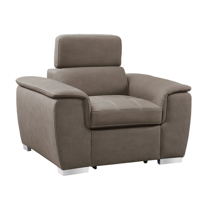 Ferriday Taupe Chair with Pull-out Ottoman