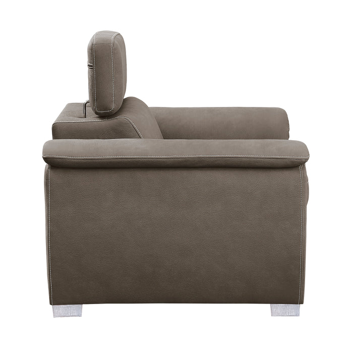 Ferriday Taupe Chair with Pull-out Ottoman