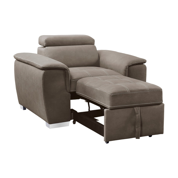 Ferriday Taupe Chair with Pull-out Ottoman