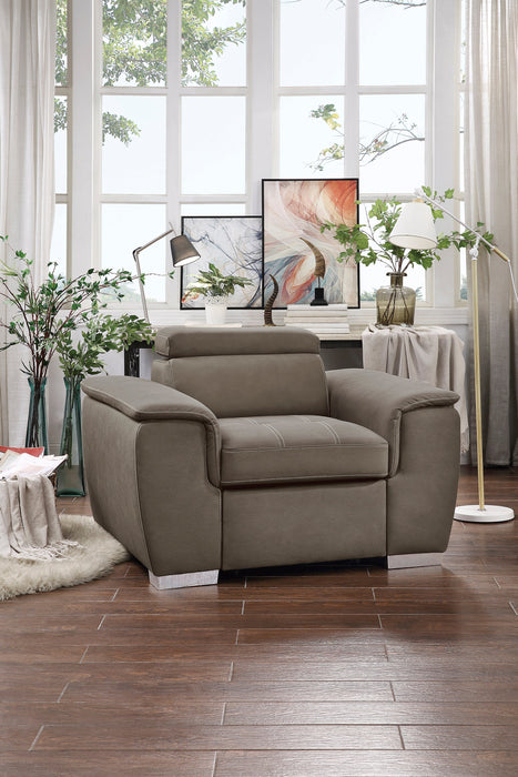 Ferriday Taupe Chair with Pull-out Ottoman