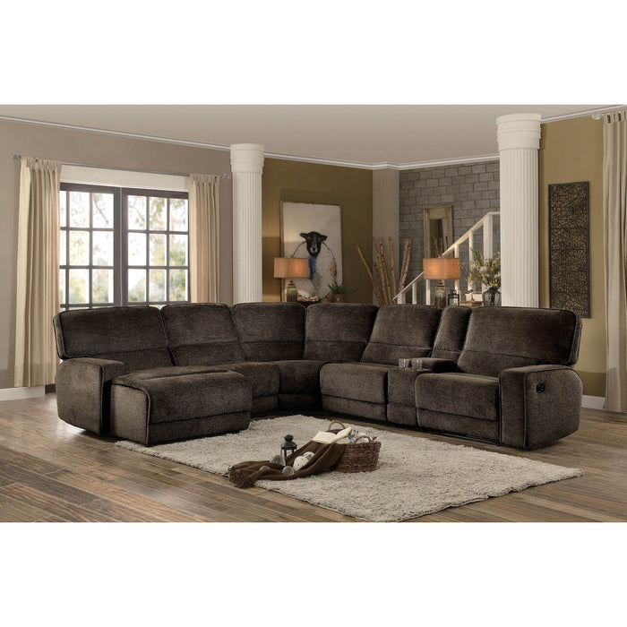 Columbus Brown Reclining LAF Chaise Sectional