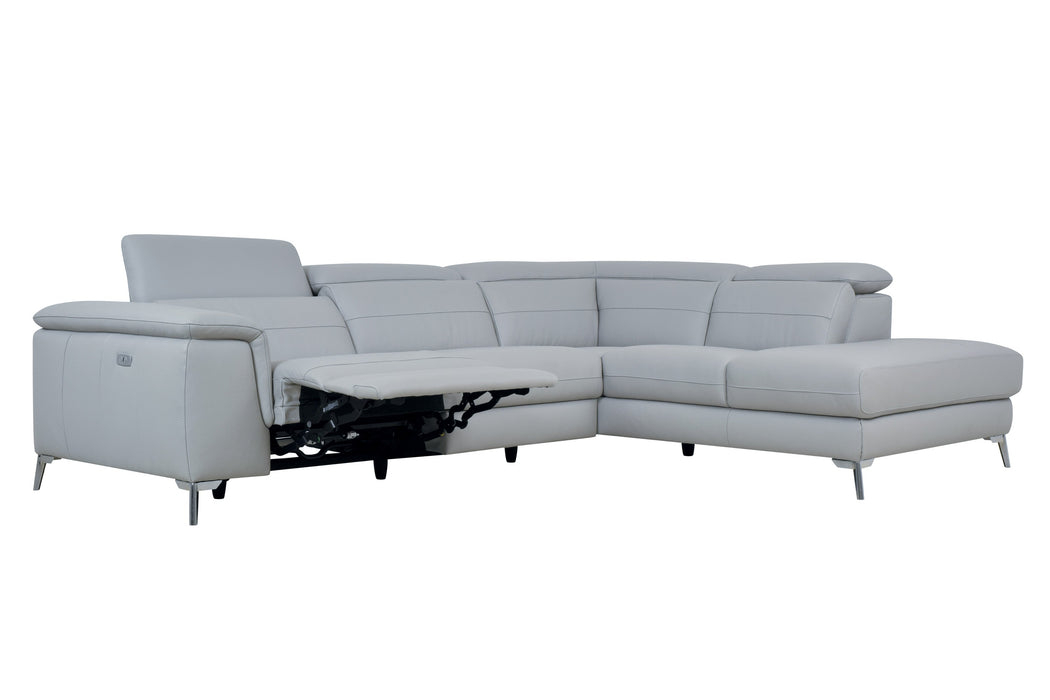 Cinque Gray Top Grain Leather Reclining Sectional