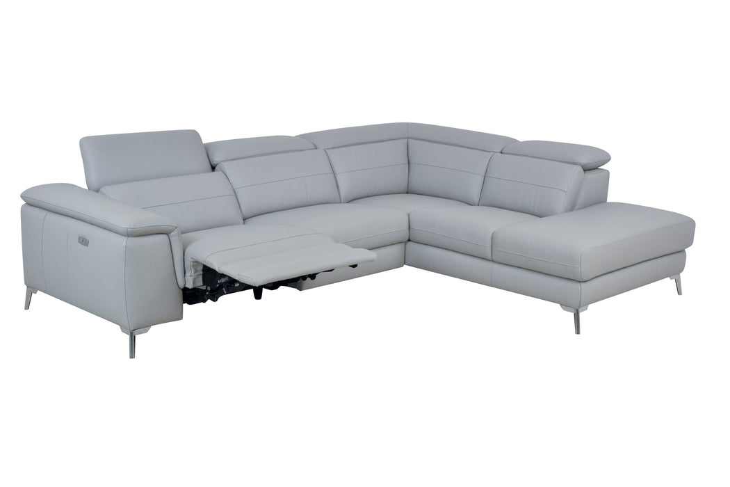 Cinque Gray Top Grain Leather Reclining Sectional