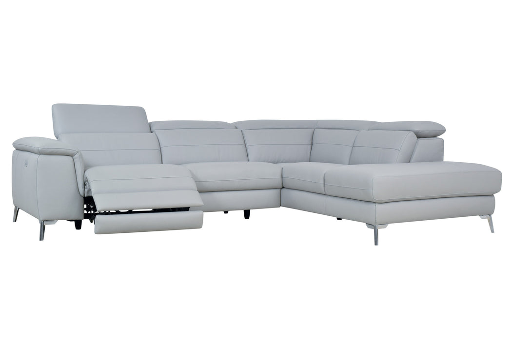 Cinque Gray Top Grain Leather Reclining Sectional