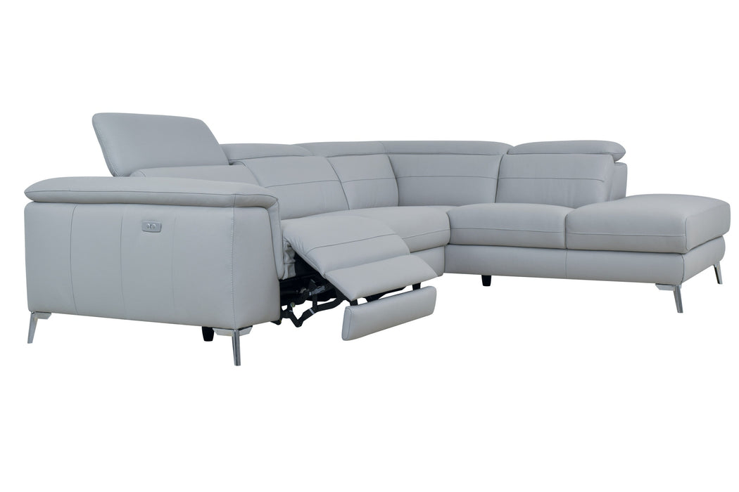 Cinque Gray Top Grain Leather Reclining Sectional