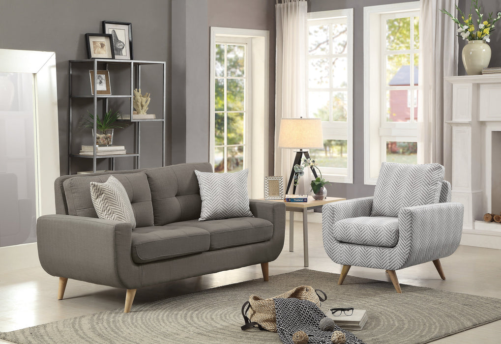 Deryn Herringbone Gray Accent Chair