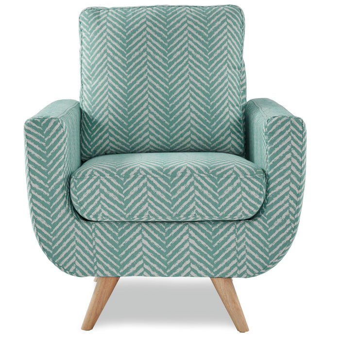 Deryn Herringbone Teal Accent Chair