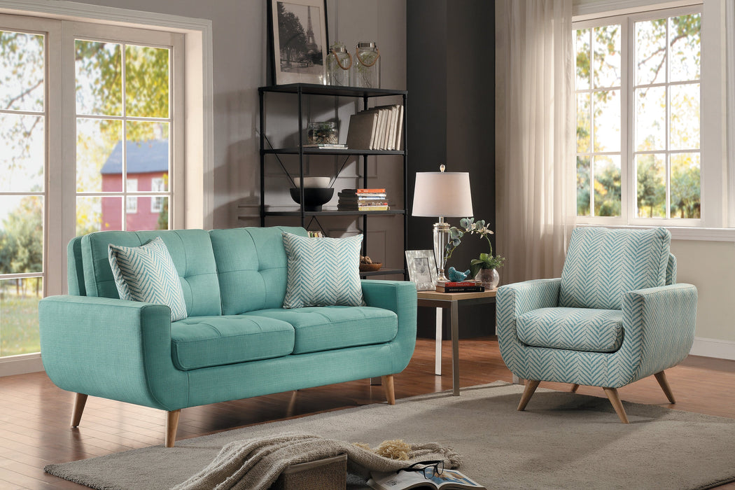 Deryn Herringbone Teal Accent Chair