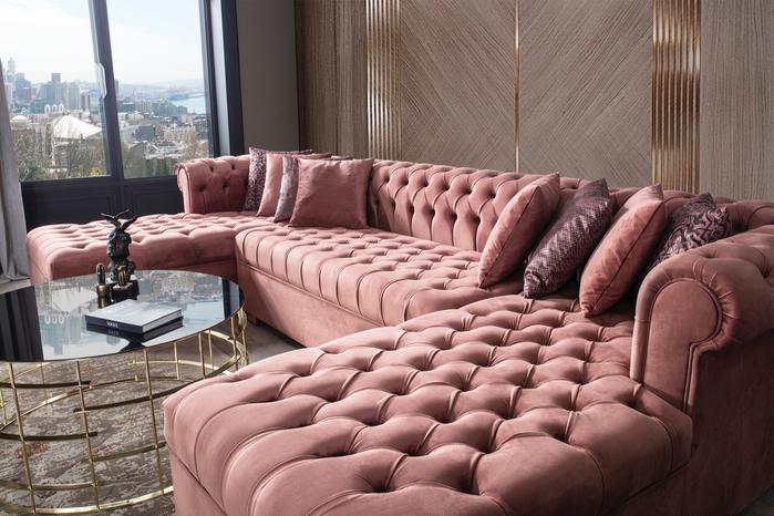 Lauren Pink Velvet Double Chaise Sectional