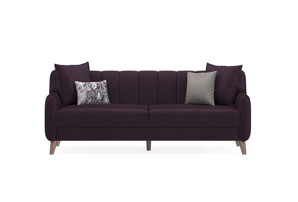 Purple Velvet Fabia 3-Seater Sofa Bed with Storage