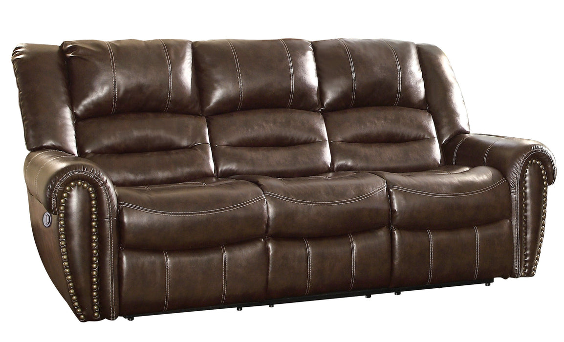 Center Hill Brown Bonded Leather Reclining Sofa