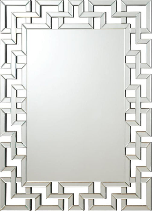 Interlocking Greek Frameless Wall Mirror Silver