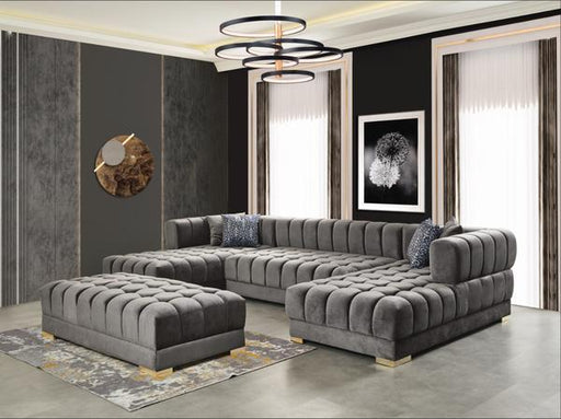 Ariana Velvet Gray Double Chaise Sectional