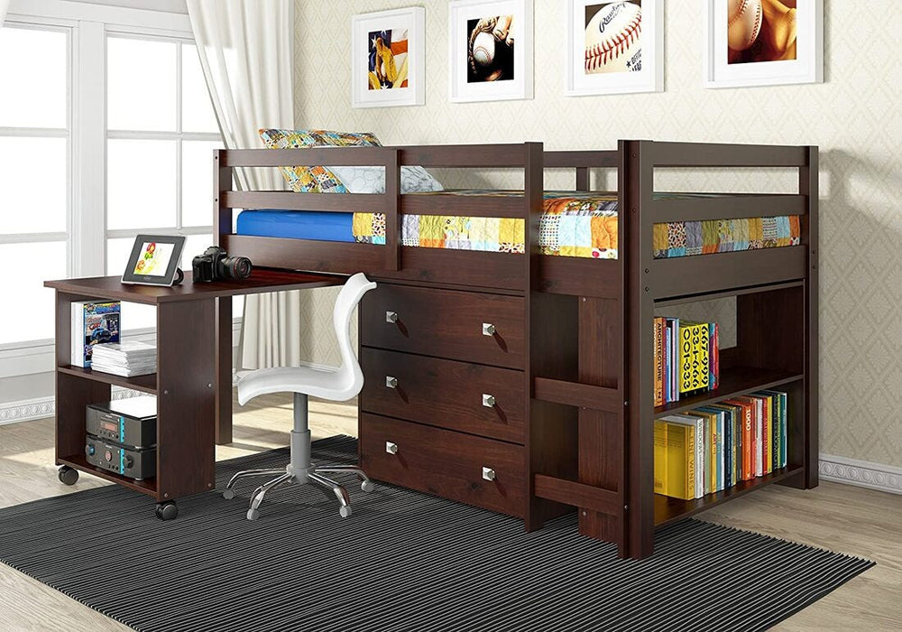 Nora Espresso Loft Bed with Storage