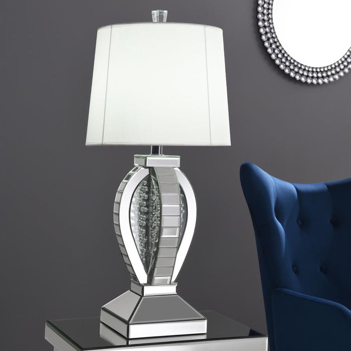 Table Lamp With Drum Shade White And Mirror