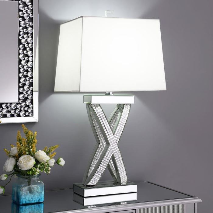 Table Lamp With X Shape White And Mirror