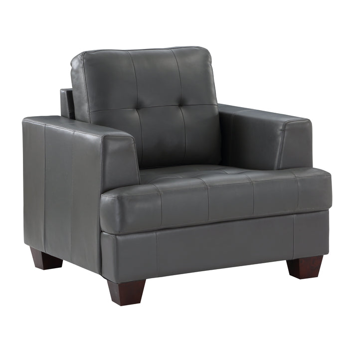 Hinsall Gray Faux Leather Chair