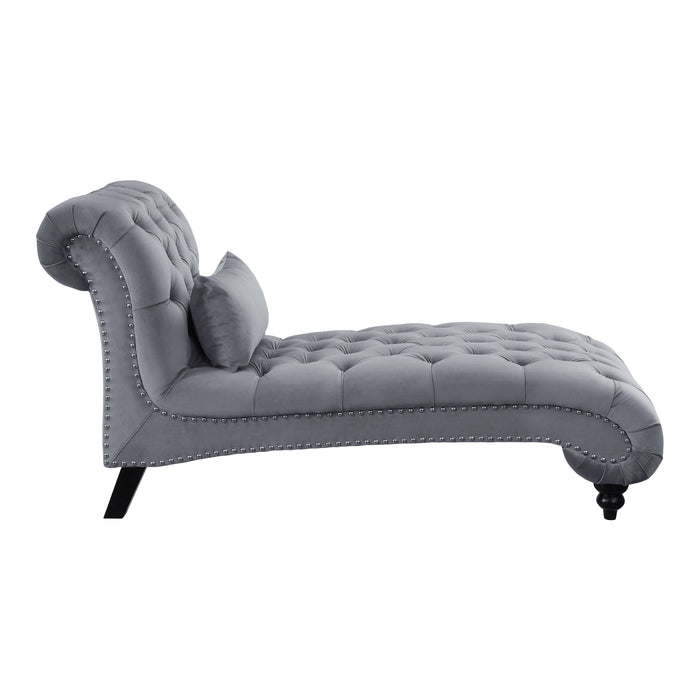 Rosalie Dark Gray Velvet Chaise