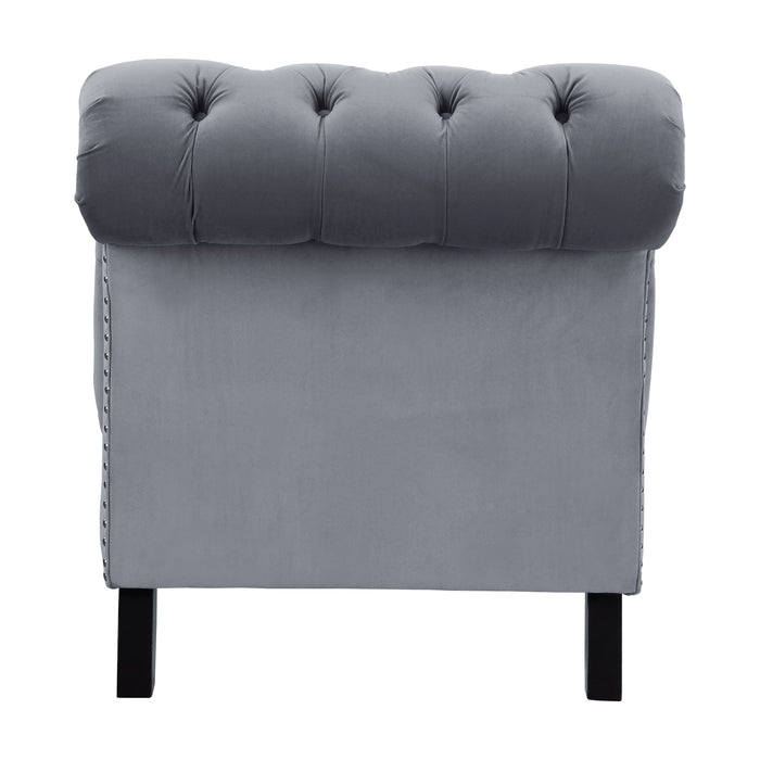 Rosalie Dark Gray Velvet Chaise