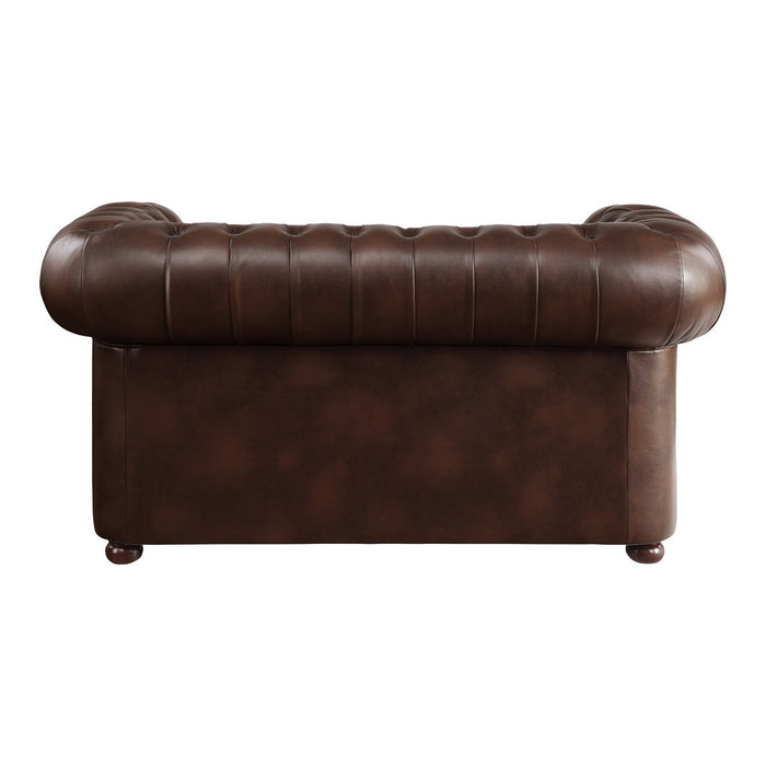 Tiverton Brown Faux Leather Loveseat