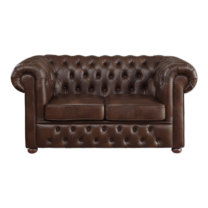 Tiverton Brown Faux Leather Loveseat