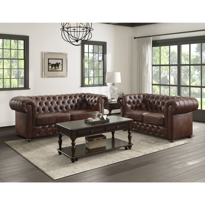 Tiverton Brown Faux Leather Sofa