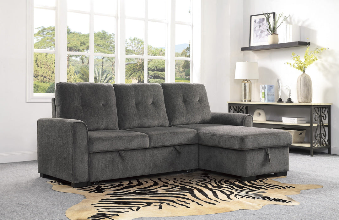 Carolina Gray Reversible Sleeper Sectional with Storage