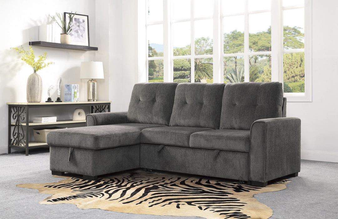 Carolina Gray Reversible Sleeper Sectional with Storage