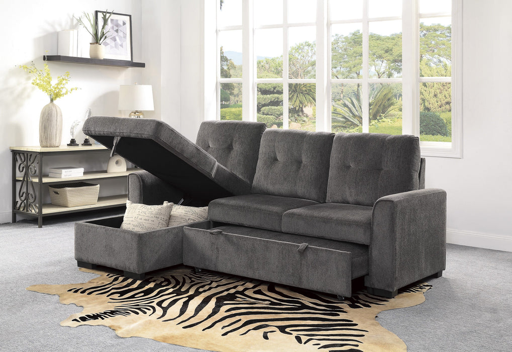 Carolina Gray Reversible Sleeper Sectional with Storage