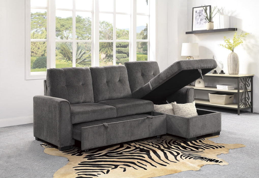 Carolina Gray Reversible Sleeper Sectional with Storage