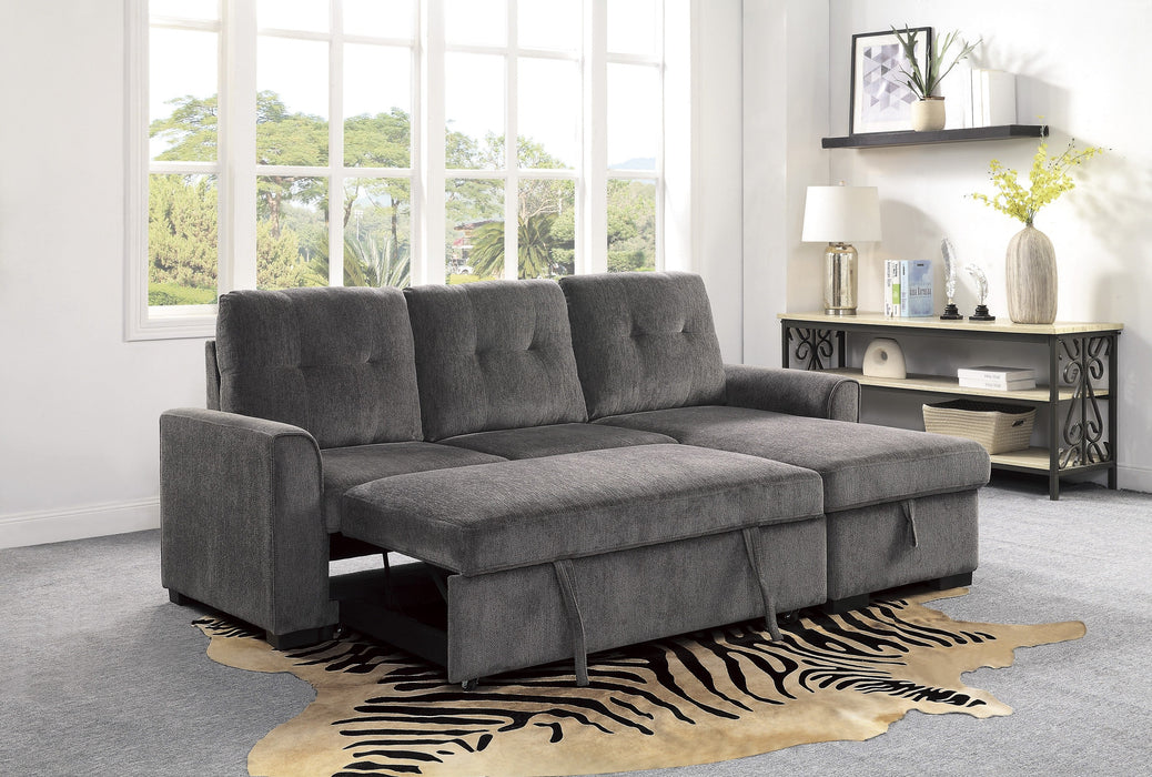 Carolina Gray Reversible Sleeper Sectional with Storage