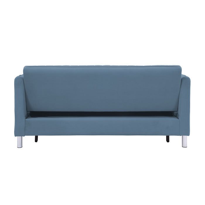 Greenway Blue Velvet Convertible Studio Sofa with Pull-out Bed