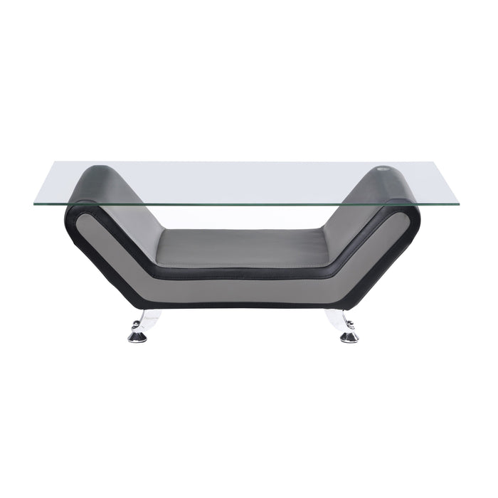 Matteo Gray/Black Faux Leather Cocktail Table