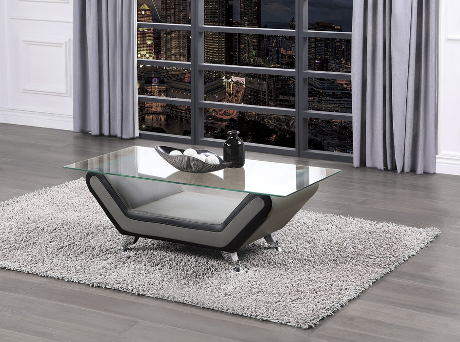 Matteo Gray/Black Faux Leather Cocktail Table