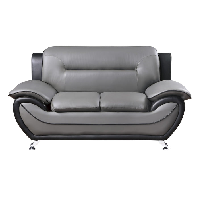 Matteo Gray/Black Faux Leather Loveseat