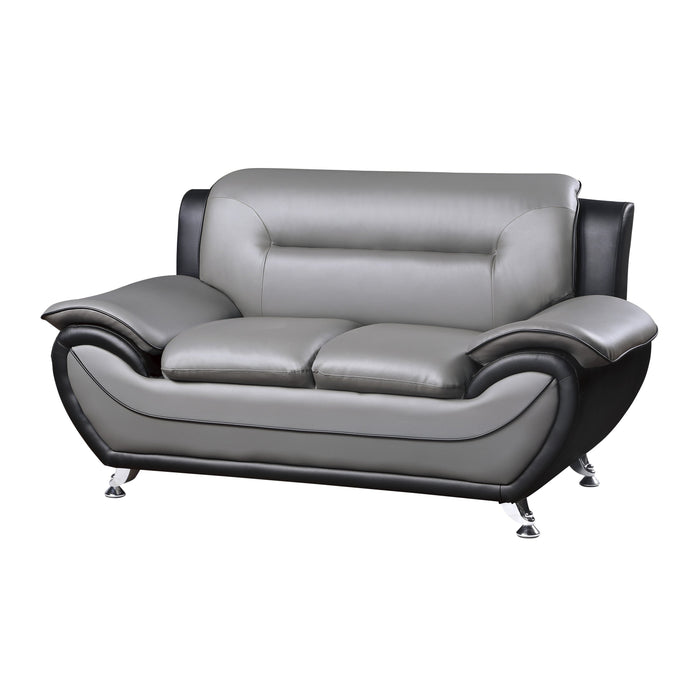 Matteo Gray/Black Faux Leather Loveseat