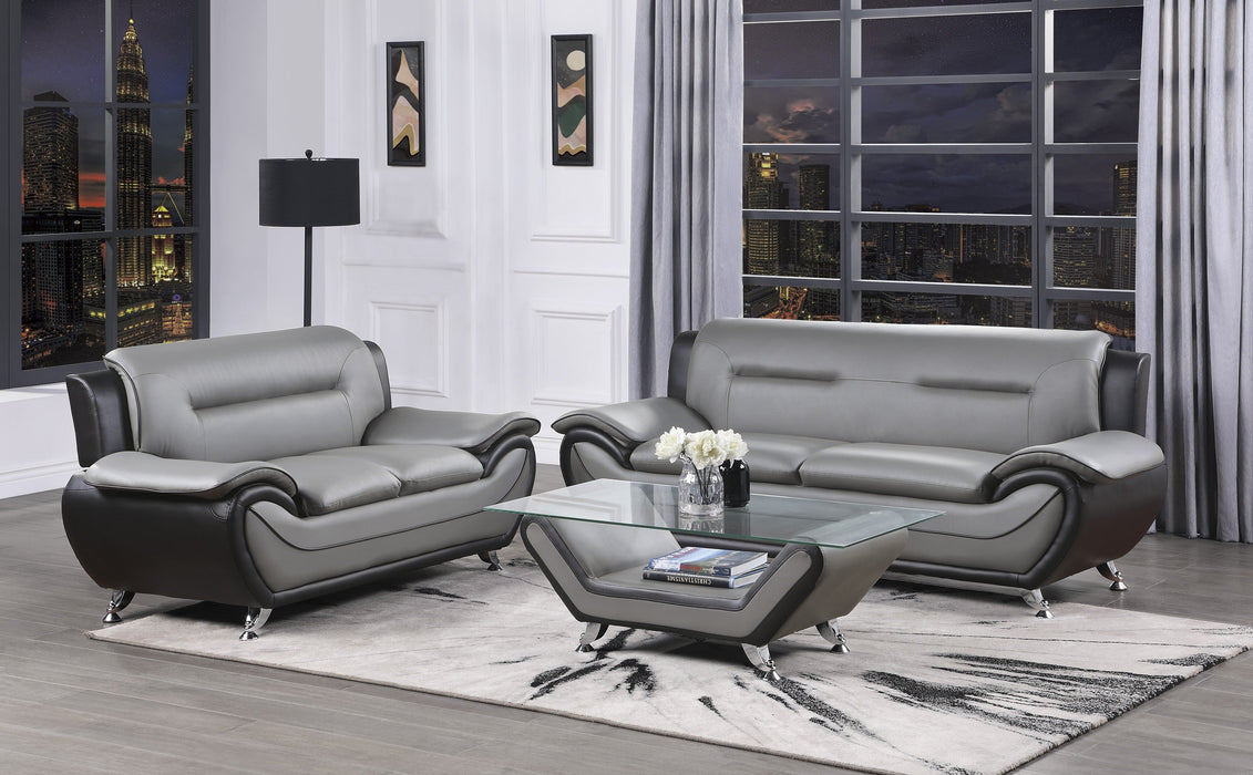 Matteo Gray/Black Faux Leather Sofa