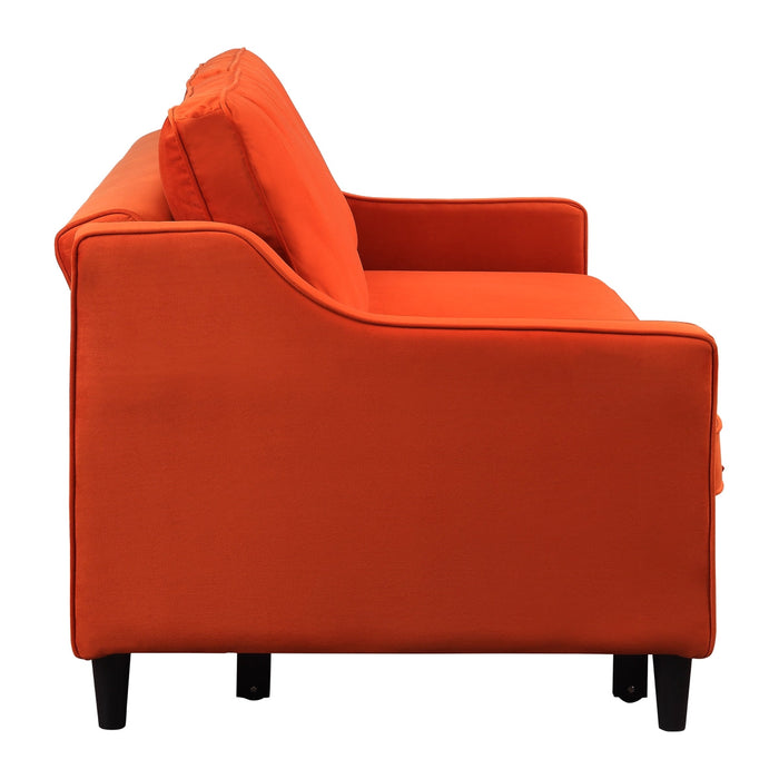 Adelia Orange  Velvet Convertible Studio Sofa with Pull-out Bed