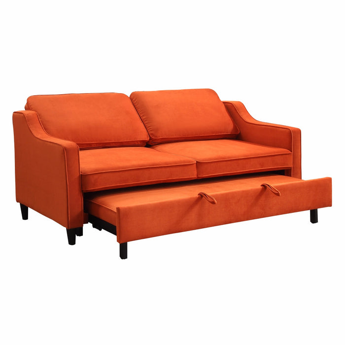 Adelia Orange  Velvet Convertible Studio Sofa with Pull-out Bed