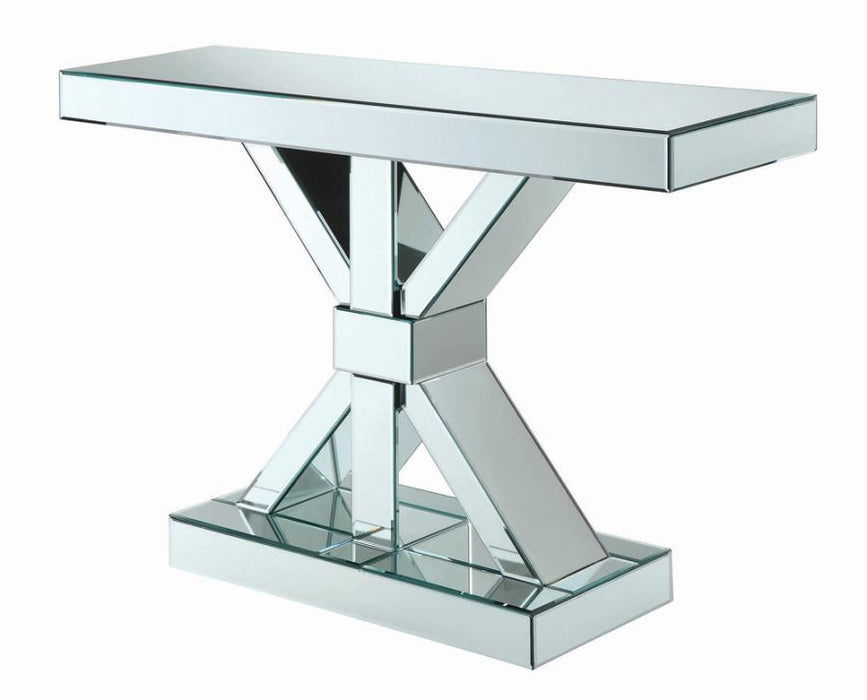 Reventlow X-Shaped Base Console Table Clear Mirror