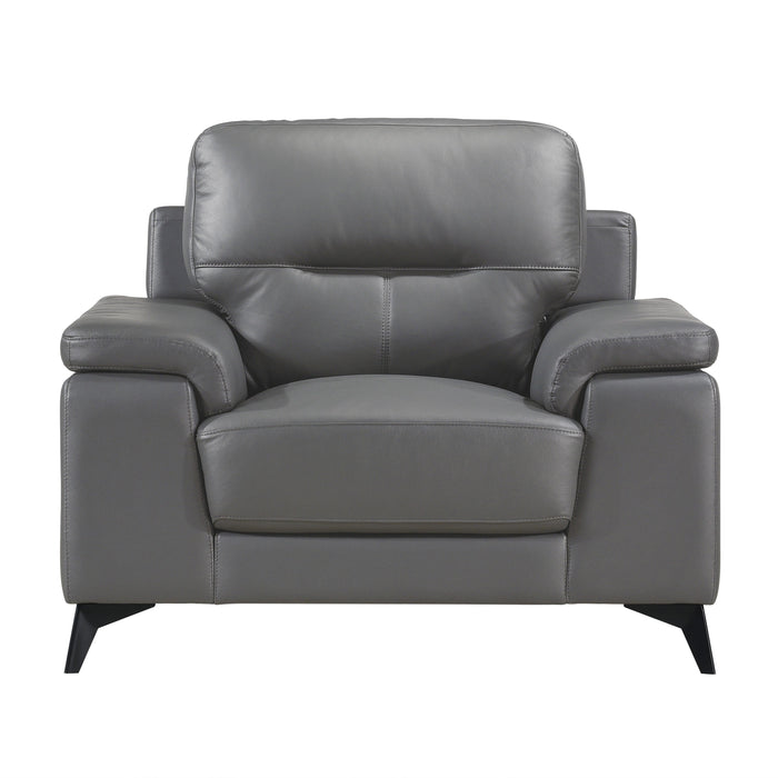 Mischa Dark Gray Top-Grain Leather Living Room Set