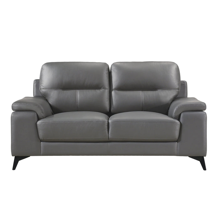 Mischa Dark Gray Top-Grain Leather Living Room Set