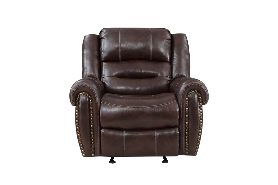 Center Hill Brown Bonded Leather Reclining Living Room Set