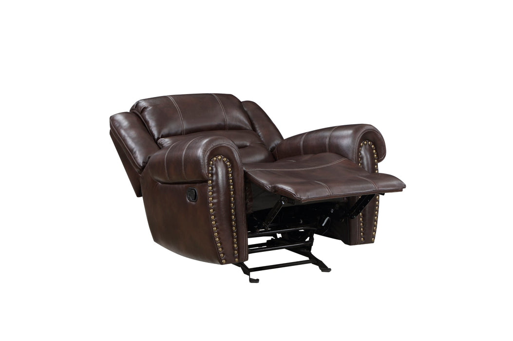 Center Hill Brown Bonded Leather Reclining Living Room Set