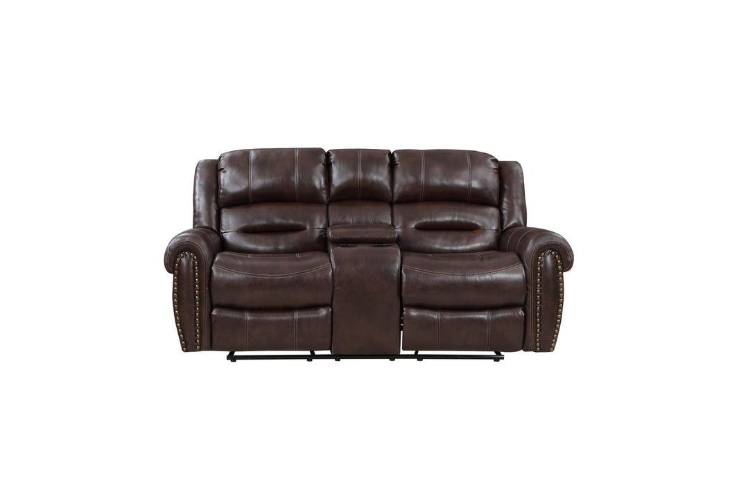 Center Hill Brown Bonded Leather Reclining Living Room Set